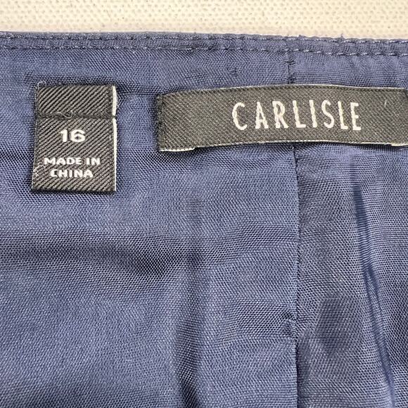 Carlisle Navy Blue Zip Front Career Skirt Leather Waistband Size 16 - Picture 2 of 12